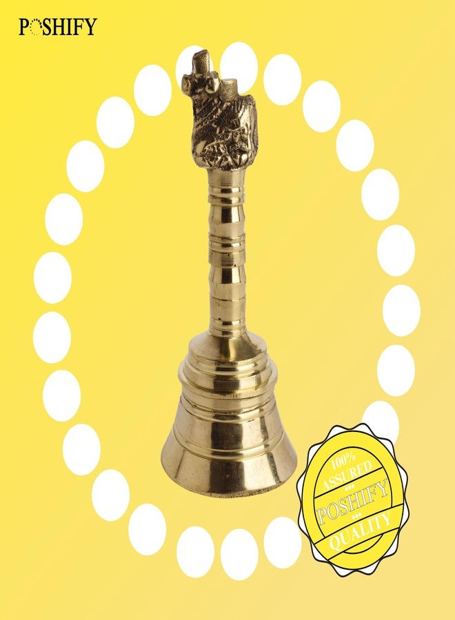 POSHIFY Brass Pooja Bell - Nandi Design on Top, Handcrafted Traditional Indian Bell for Puja, Meditation, Spiritual Practices, and Home Decor - Image 5